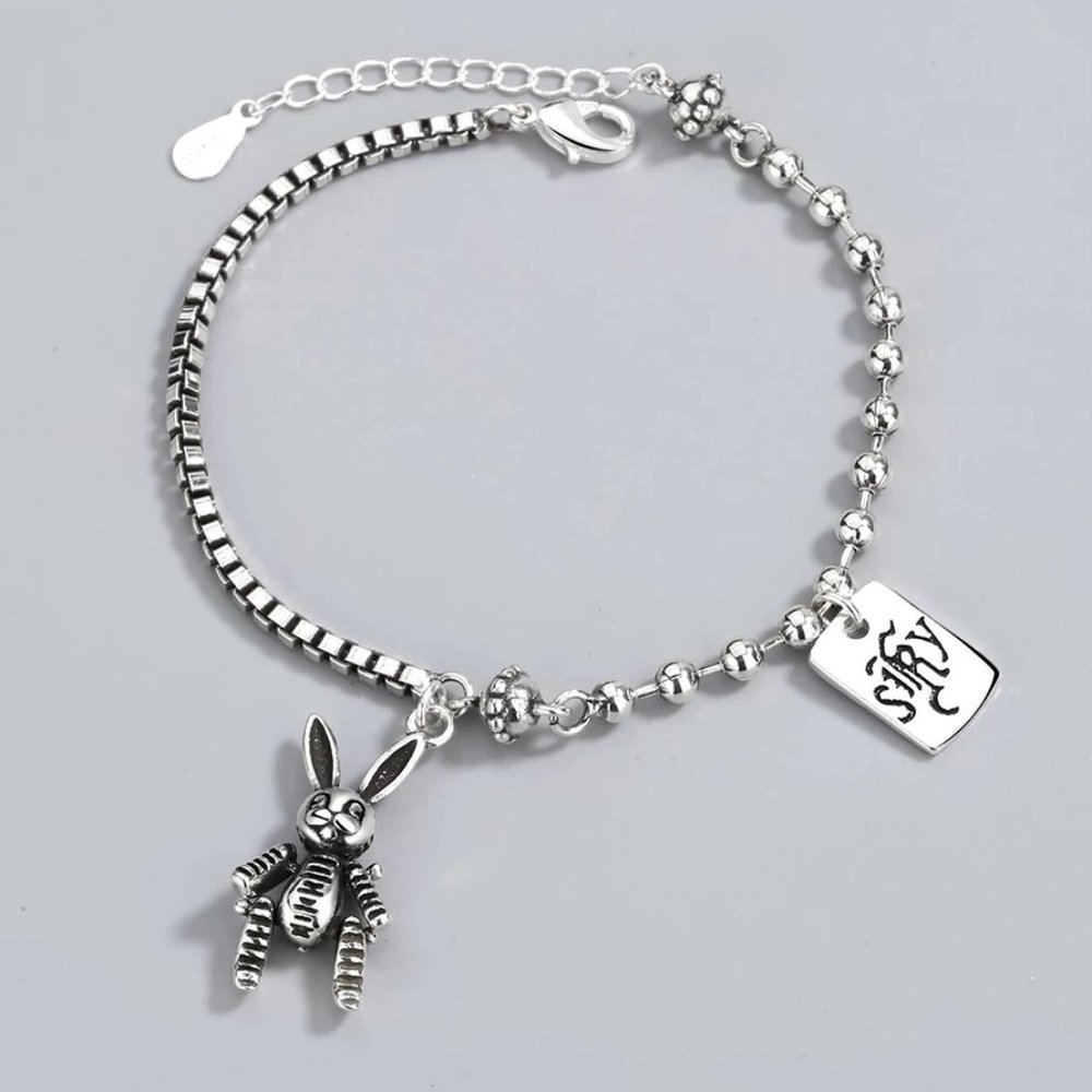 *NEW 925 Sterling Silver Vintage Rabbit Bracelet